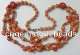 CGN688 23.5 inches chinese crystal & coral beaded necklaces