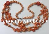 CGN688 23.5 inches chinese crystal & coral beaded necklaces