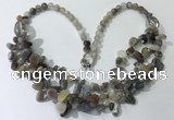 CGN701 22.5 inches chinese crystal & grey agate beaded necklaces