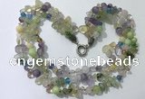 CGN711 22 inches fashion 3 rows mixed gemstone beaded necklaces