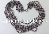 CGN724 19.5 inches stylish 6 rows amethyst & citrine chips necklaces