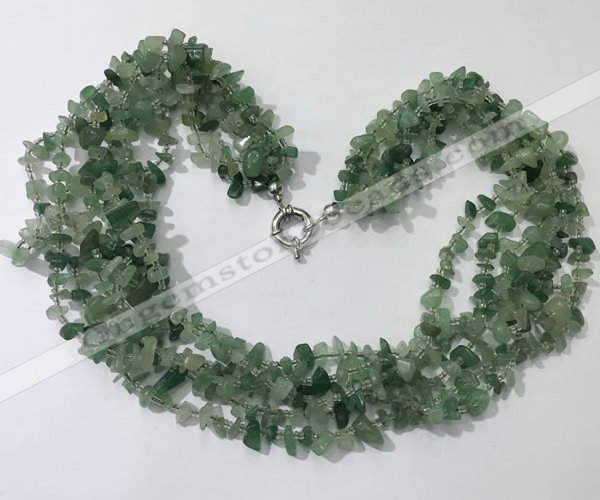 CGN726 19.5 inches stylish 6 rows green aventurine chips necklaces