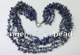 CGN728 19.5 inches stylish 6 rows lapis lazuli chips necklaces