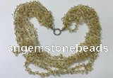 CGN733 19.5 inches stylish 6 rows citrine chips necklaces