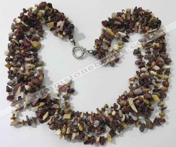 CGN735 19.5 inches stylish 6 rows mookaite chips necklaces