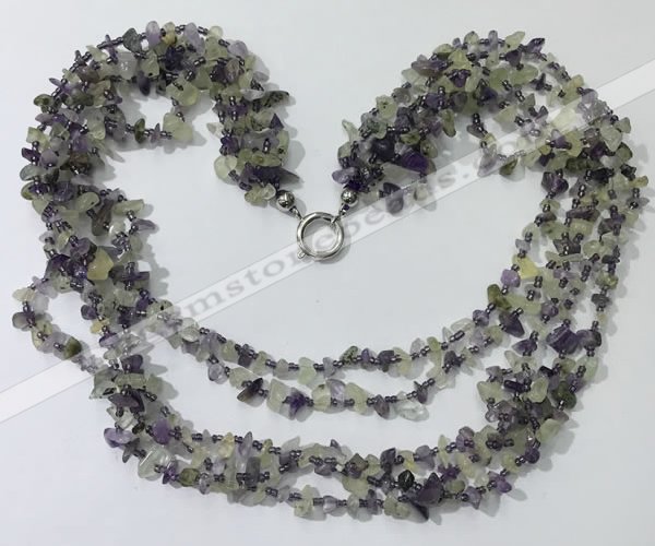 CGN741 19.5 inches stylish 5 rows fluorite chips necklaces