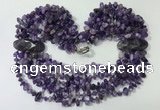 CGN756 20 inches stylish 6 rows amethyst chips necklaces