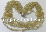 CGN757 20 inches stylish 6 rows citrine chips necklaces