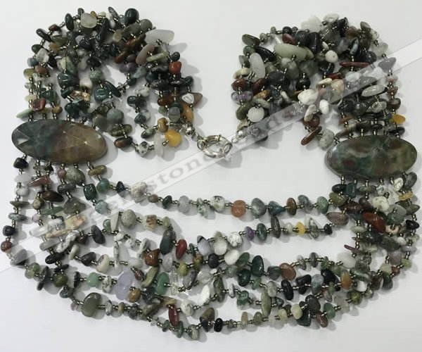 CGN763 20 inches stylish 6 rows Indian agate chips necklaces