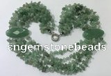 CGN765 20 inches stylish 6 rows green aventurine chips necklaces