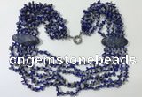 CGN769 20 inches stylish 6 rows lapis Lazuli chips necklaces