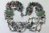 CGN770 20 inches stylish 6 rows mix gemstone chips necklaces