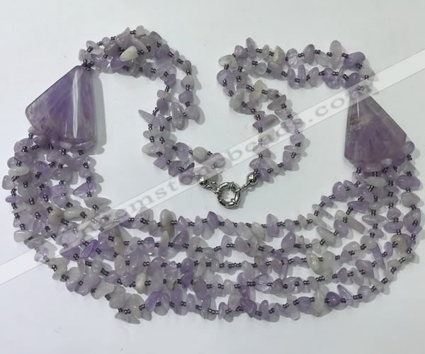 CGN781 23.5 inches stylish lavender amethyst chips necklaces