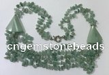 CGN785 23.5 inches stylish green aventurine chips necklaces