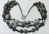 CGN807 23.5 inches 3 rows chinese crystal & Indian agate necklaces