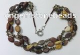 CGN808 23.5 inches 3 rows chinese crystal & mookaite necklaces