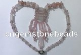 CGN810 19.5 inches chinese crystal & rose quartz statement necklaces