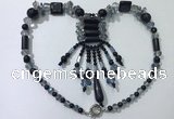 CGN813 19.5 inches chinese crystal & blue goldstone statement necklaces