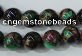 CGO05 15.5 inches 12mm round gold multi-color stone beads