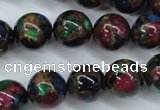 CGO06 15.5 inches 14mm round gold multi-color stone beads