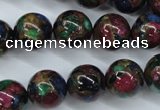 CGO08 15.5 inches 18mm round gold multi-color stone beads