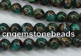 CGO101 15.5 inches 6mm round gold green color stone beads