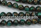 CGO102 15.5 inches 8mm round gold green color stone beads