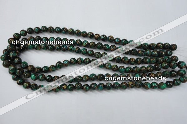 CGO102 15.5 inches 8mm round gold green color stone beads