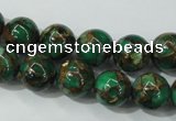 CGO103 15.5 inches 10mm round gold green color stone beads