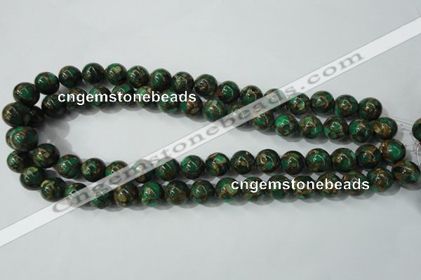 CGO103 15.5 inches 10mm round gold green color stone beads