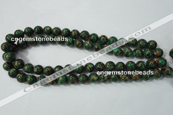 CGO104 15.5 inches 12mm round gold green color stone beads