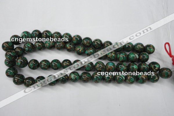 CGO105 15.5 inches 14mm round gold green color stone beads