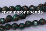 CGO112 15.5 inches 8mm faceted round gold green color stone beads
