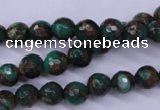 CGO112 15.5 inches 8mm faceted round gold green color stone beads