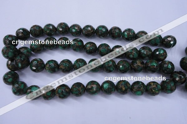 CGO114 15.5 inches 12mm faceted round gold green color stone beads