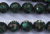 CGO116 15.5 inches 16mm faceted round gold green color stone beads