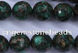 CGO117 15.5 inches 18mm faceted round gold green color stone beads