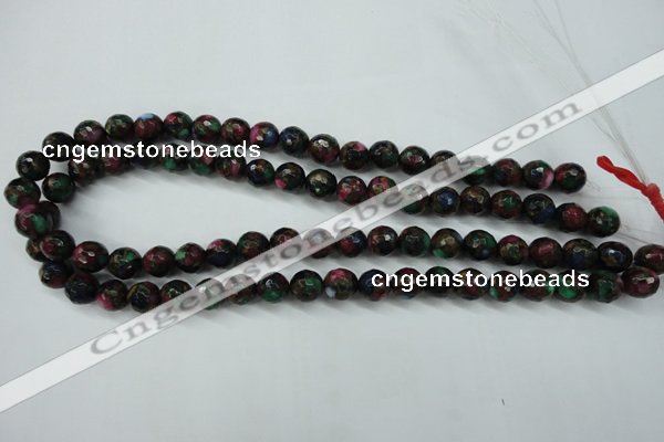 CGO12 15.5 inches 8mm faceted round gold multi-color stone beads