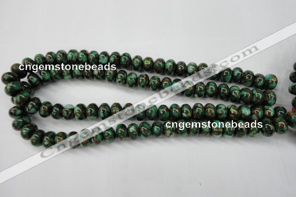 CGO121 15.5 inches 5*8mm rondelle gold green color stone beads