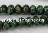 CGO122 15.5 inches 8*12mm rondelle gold green color stone beads