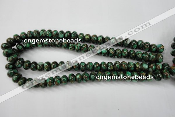 CGO122 15.5 inches 8*12mm rondelle gold green color stone beads