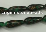CGO135 15.5 inches 8*20mm faceted teardrop gold green color stone beads