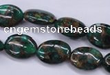 CGO147 15.5 inches 12*16mm oval gold green color stone beads