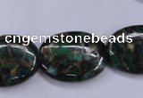 CGO150 15.5 inches 18*25mm oval gold green color stone beads