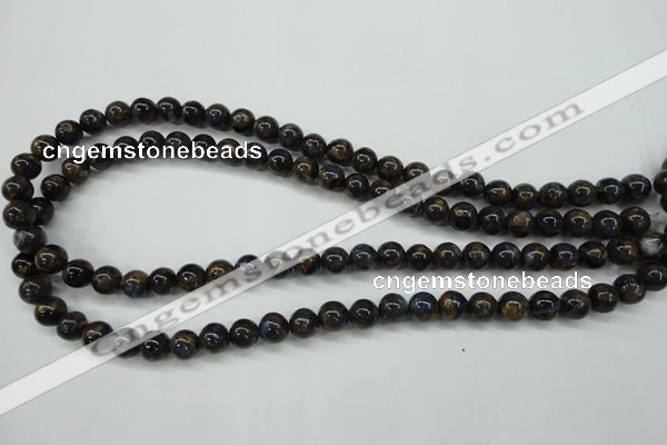 CGO162 15.5 inches 8mm round gold blue color stone beads