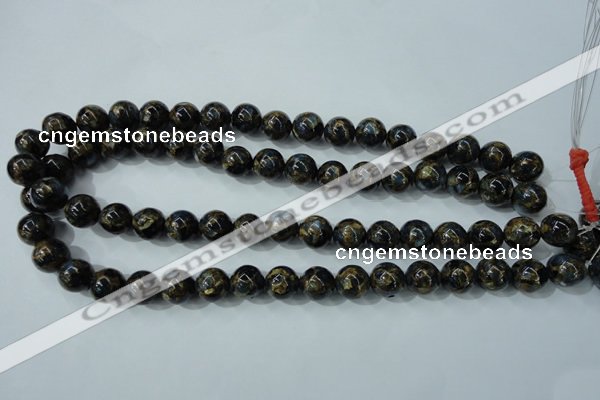 CGO163 15.5 inches 10mm round gold blue color stone beads