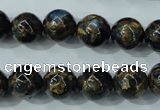 CGO164 15.5 inches 12mm round gold blue color stone beads