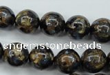 CGO166 15.5 inches 16mm round gold blue color stone beads