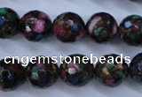 CGO17 15.5 inches 16mm faceted round gold multi-color stone beads