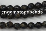 CGO171 15.5 inches 6mm faceted round gold blue color stone beads